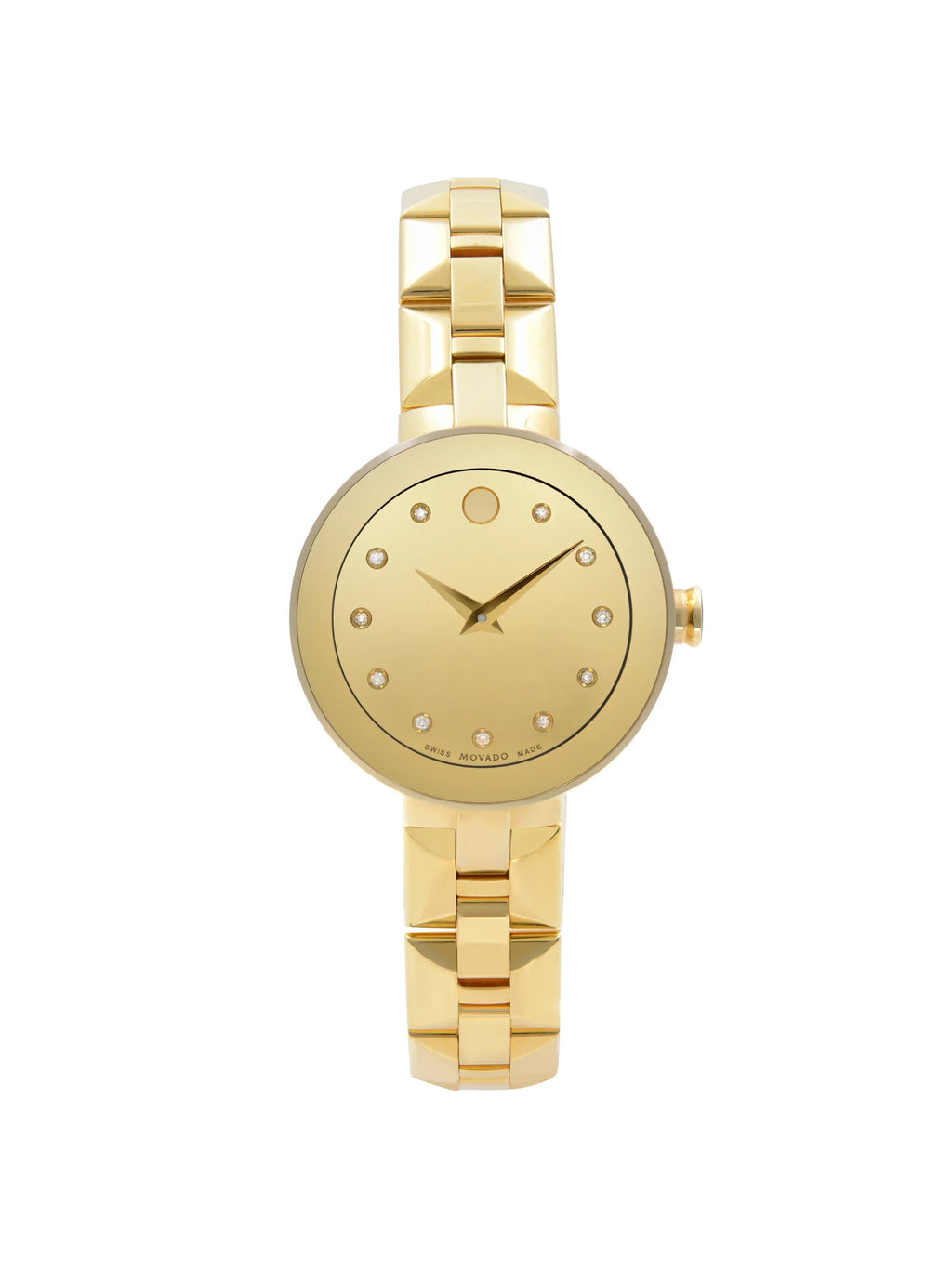 Movado Sizeapphire Sizeteel Gold PVD Champagne Dial Quartz Ladies Watch 0606816