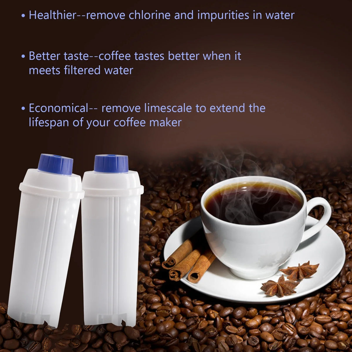 4Pcs Coffee Replacement Filter Cartridge Replacement Filter Coffee Filter Compatible with Delonghi DSizeL C002 Maker Machine Coffee Machine Accessory Filter for Coffee Maker