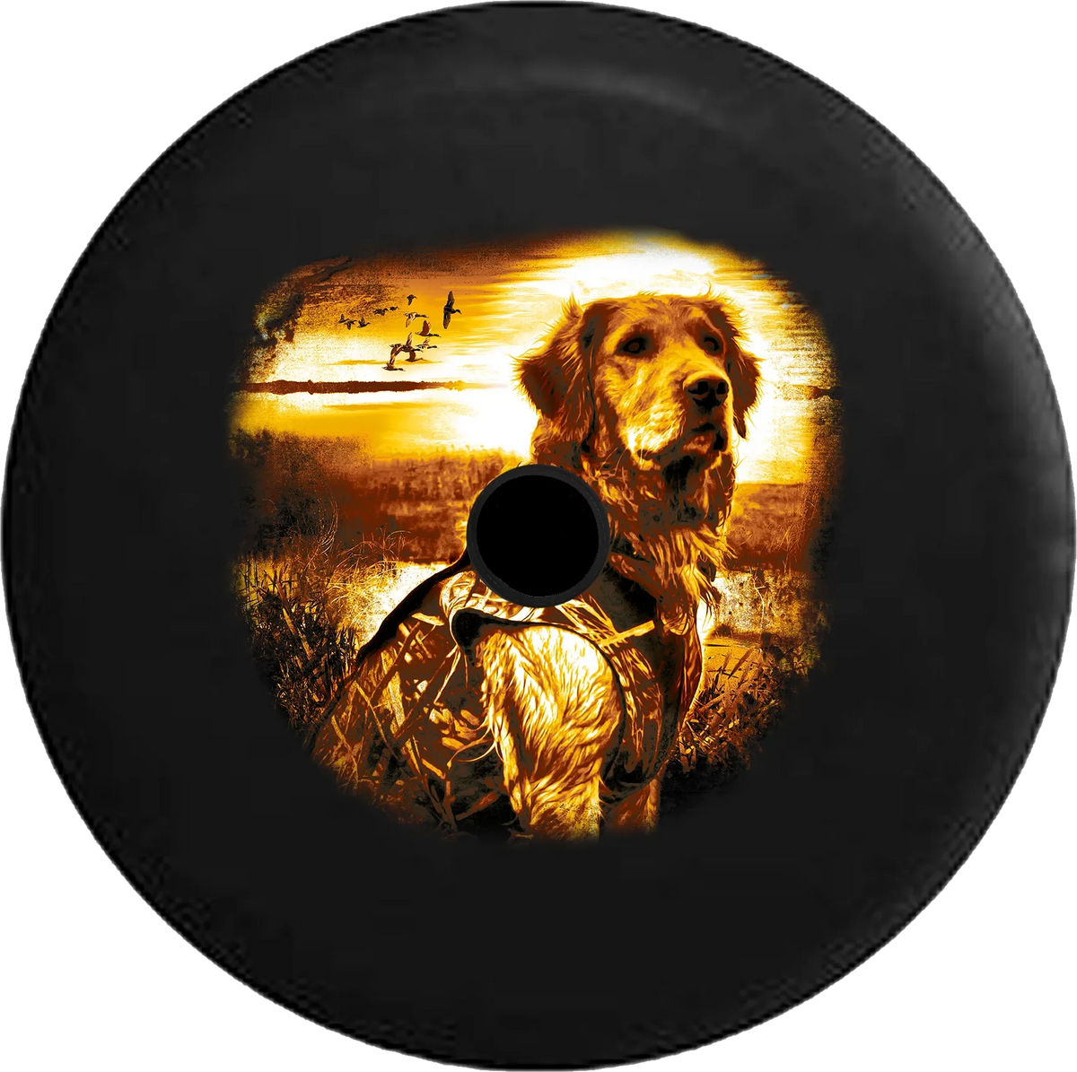2018 2019 Wrangler JL Backup Camera Golden Retreiver Bird Hunting Dog Sizeunset Sizepare Tire Cover for Jeep RV 33 Inch