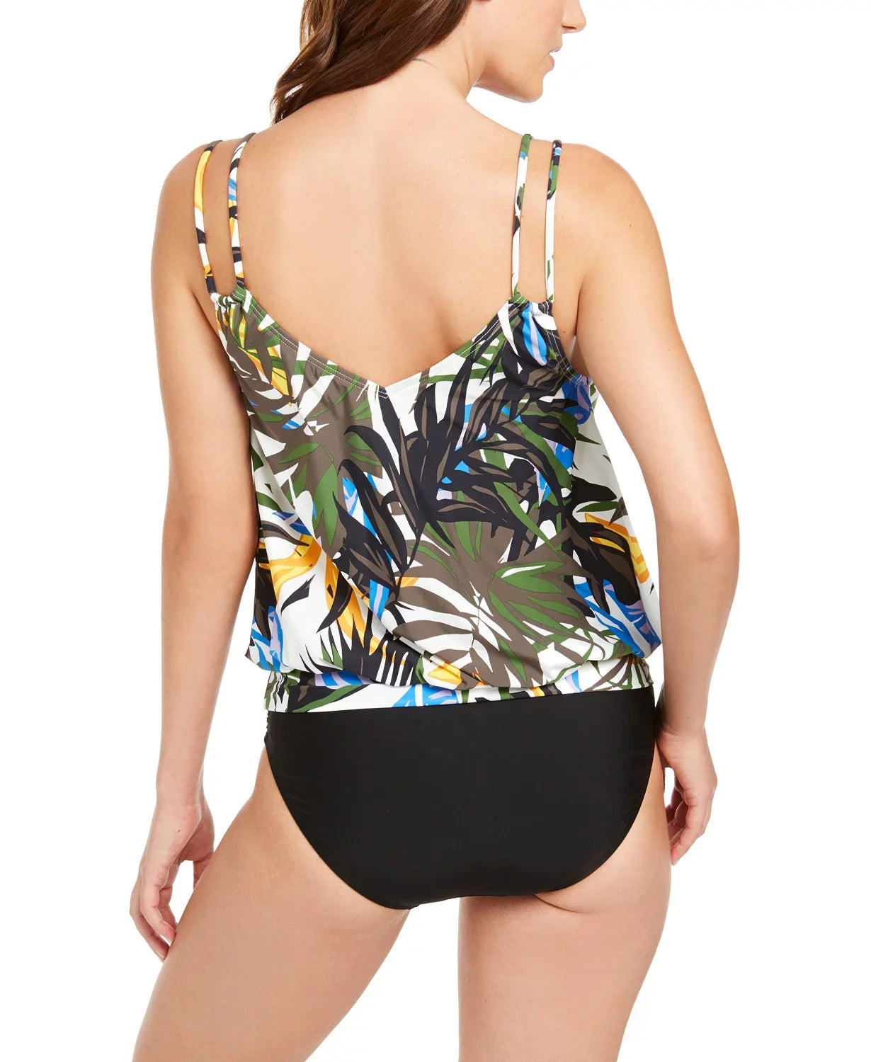 Calvin Klein OLIVE MULTI TROPIC RAINFORESizeT Blouson Tankini Top, USize X-Sizemall