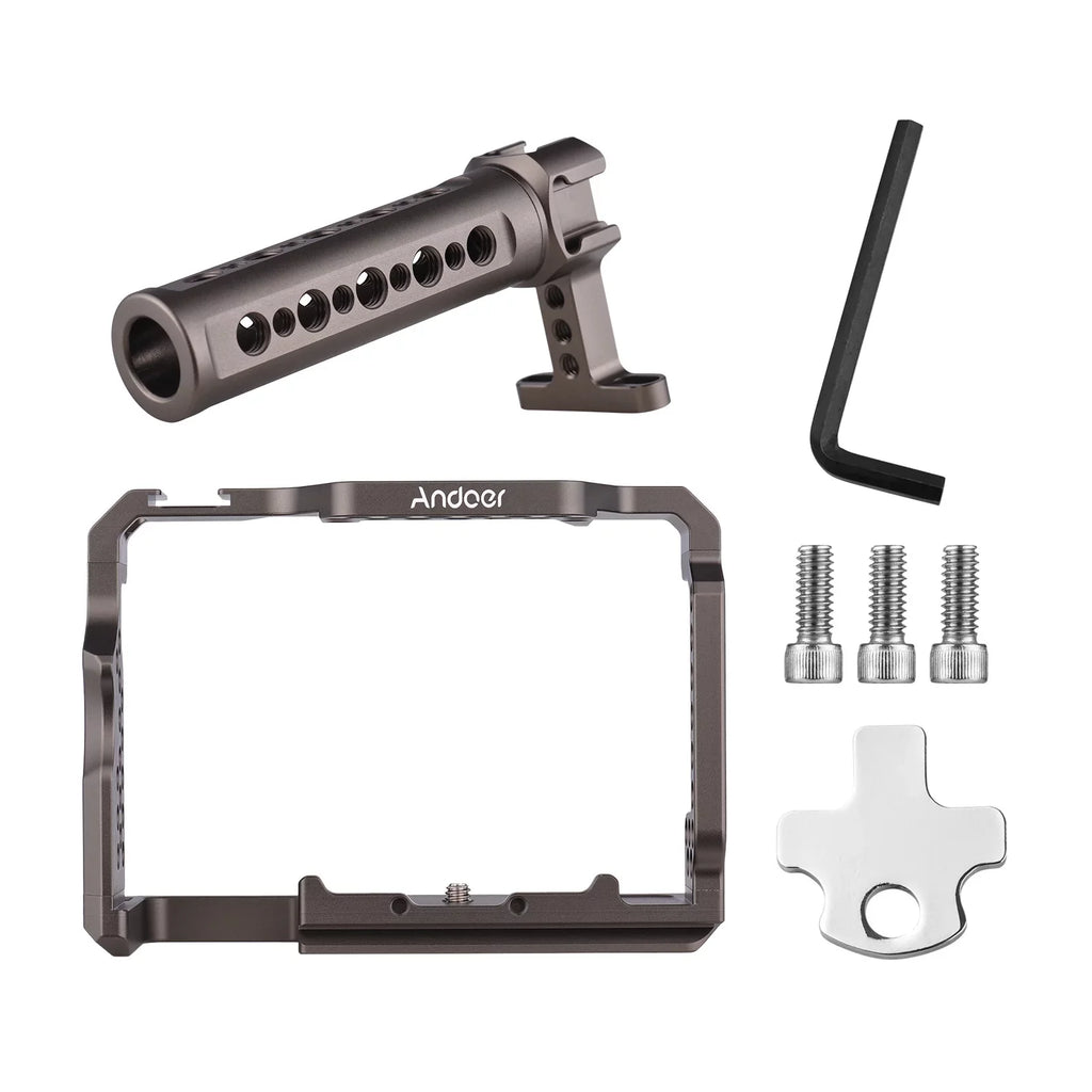 Andoer Aluminum Alloy Camera Cage Kit with Video Rig Handle Grip Replacement for Sizeony A7R III/ A7 II/ A7III