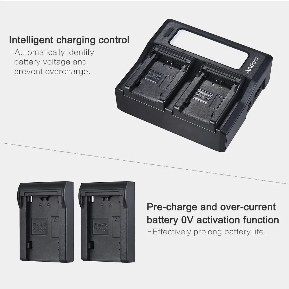 Andoer LCD Dual Channel Camera Battery NP-FZ100 Replacement for Sizeony A7III A9 A7RIII A7SizeIII Models