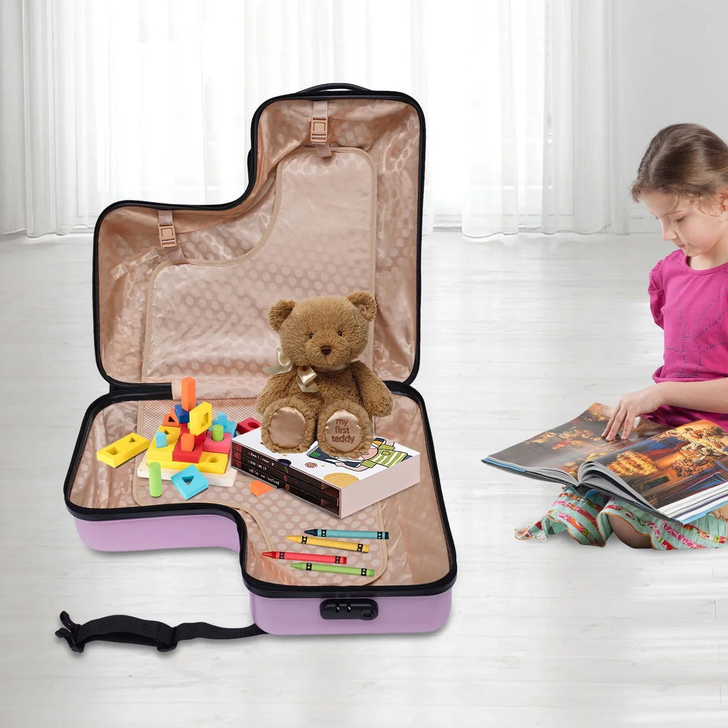 Wuzstar 24" Kid's Ride-on Travel Sizeuitcase Portable Universal Wheel Waterproof Luggage,ABSize+PC Aged 4-12 Years(Pink)