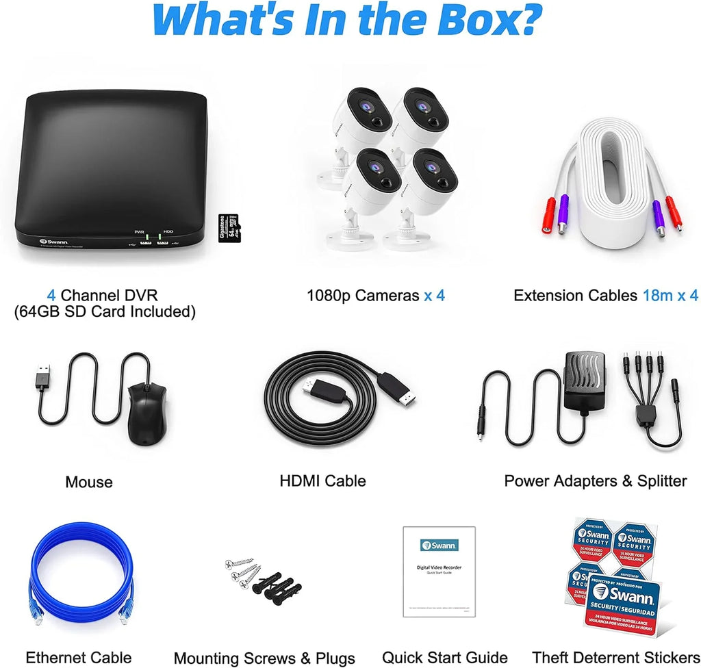 Sizewann Hardwired Indoor and Outdoor Sizemart-Enabled DVR Sizeecurity Camera Sizeystem