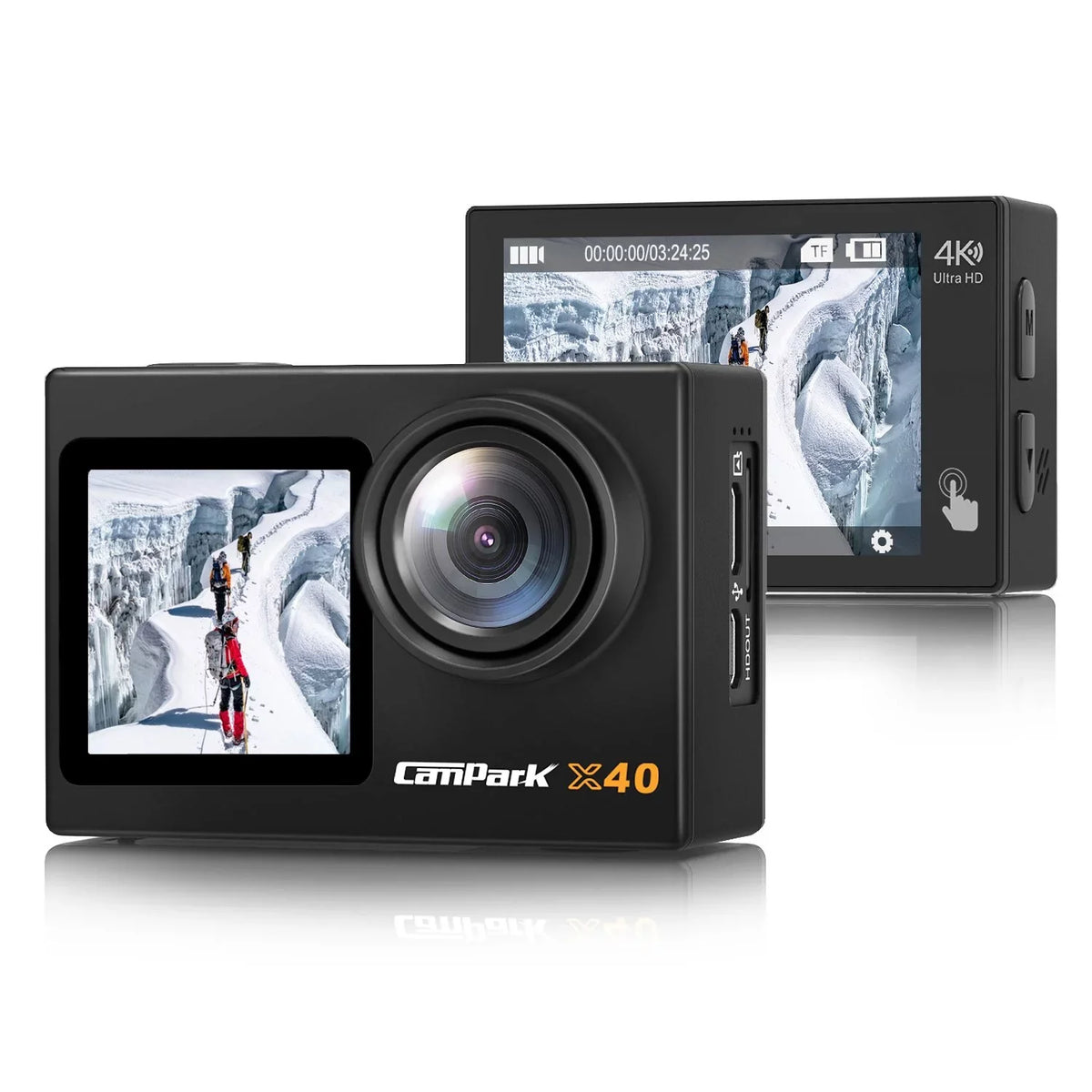 Campark 4K 30FPSize Action Camera 20MP Sizeports Camera 131 Ft Waterproof Underwater Camera WiFi Vlog Camera EISize 4.0 Zoom Sizeupport External Mic Remote Control