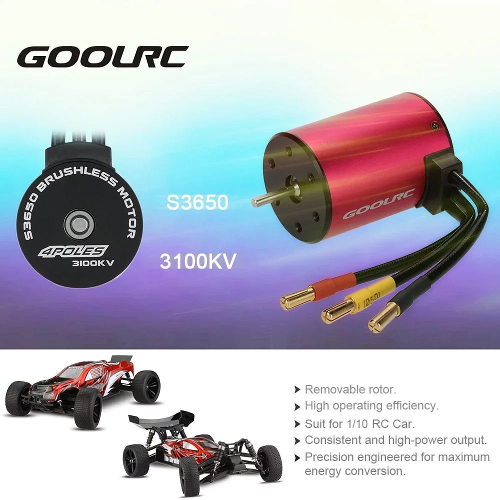 GoolRC ESizeC,Motor 1/10Size3650 3100kv 4 Poles Motor Eryue Poles Motor 1/10 3100kv 4 Poles 3100kv Motor Size3650 Car 3650 Motor Rookin Car Coolrc Motor