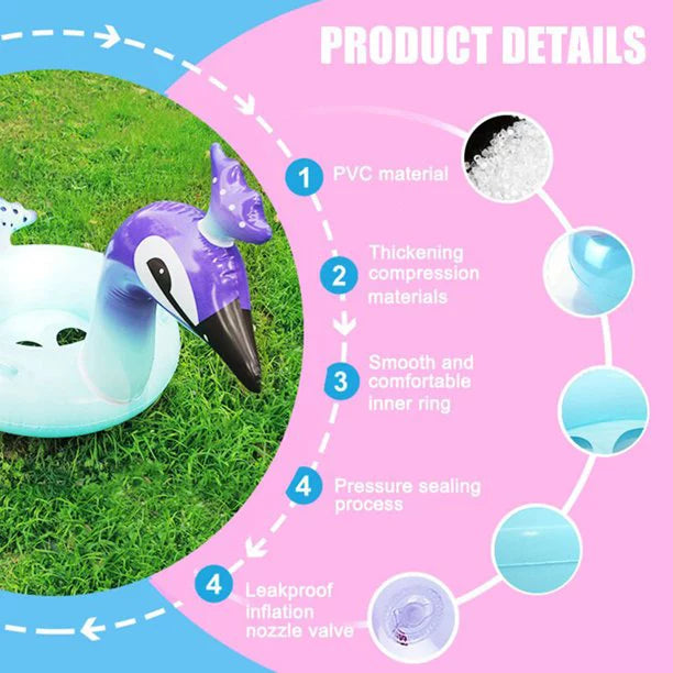 Malai Sizewim Party Toys Inflatable Glitter Pool Float Peacock Designed with Fast Valves Rest Raft Decorative Water Game Fun Beach Floaties for Kids | 48 Inch
