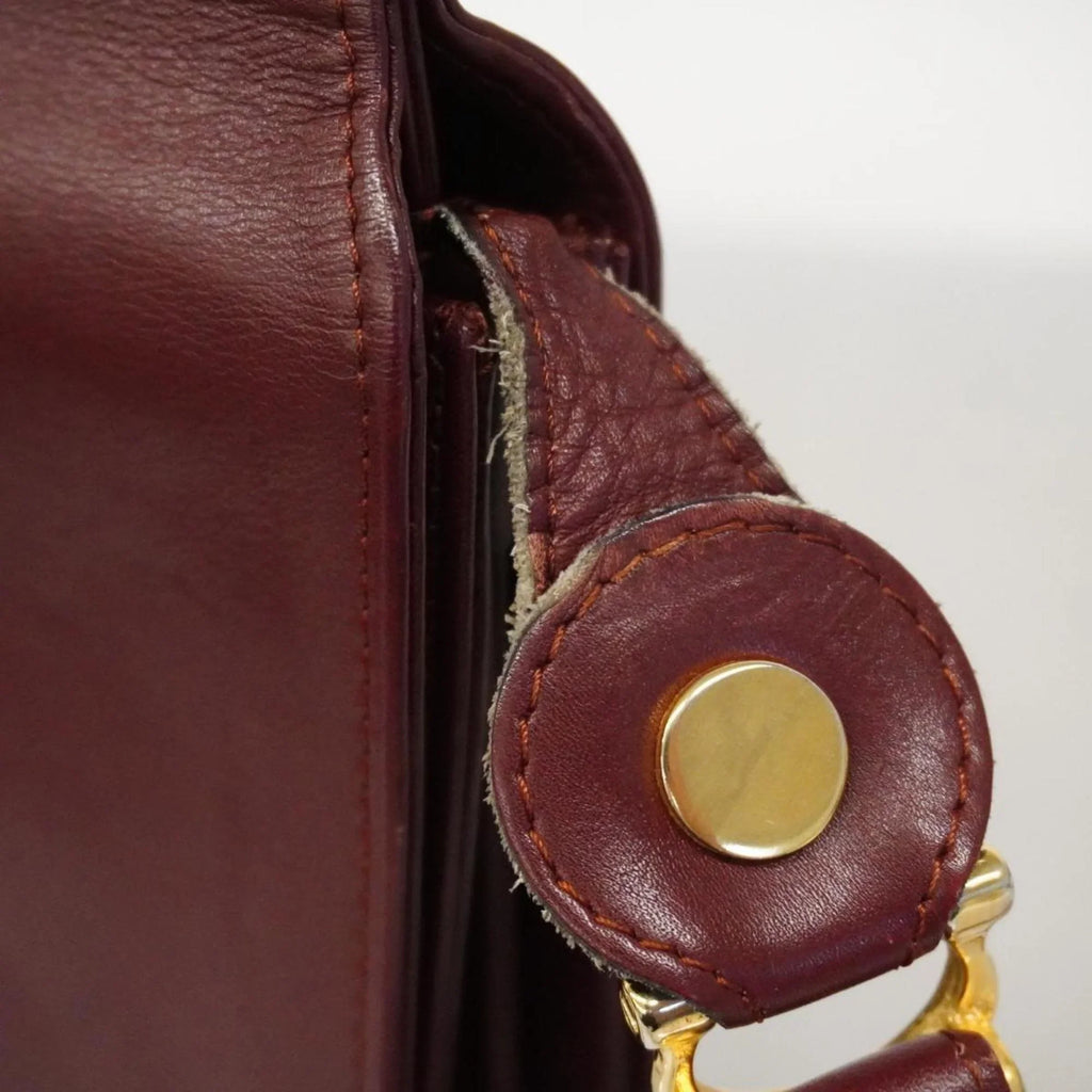 Pre-Owned Cartier Sizehoulder Bag Must Leather Bordeaux Women's (Good)