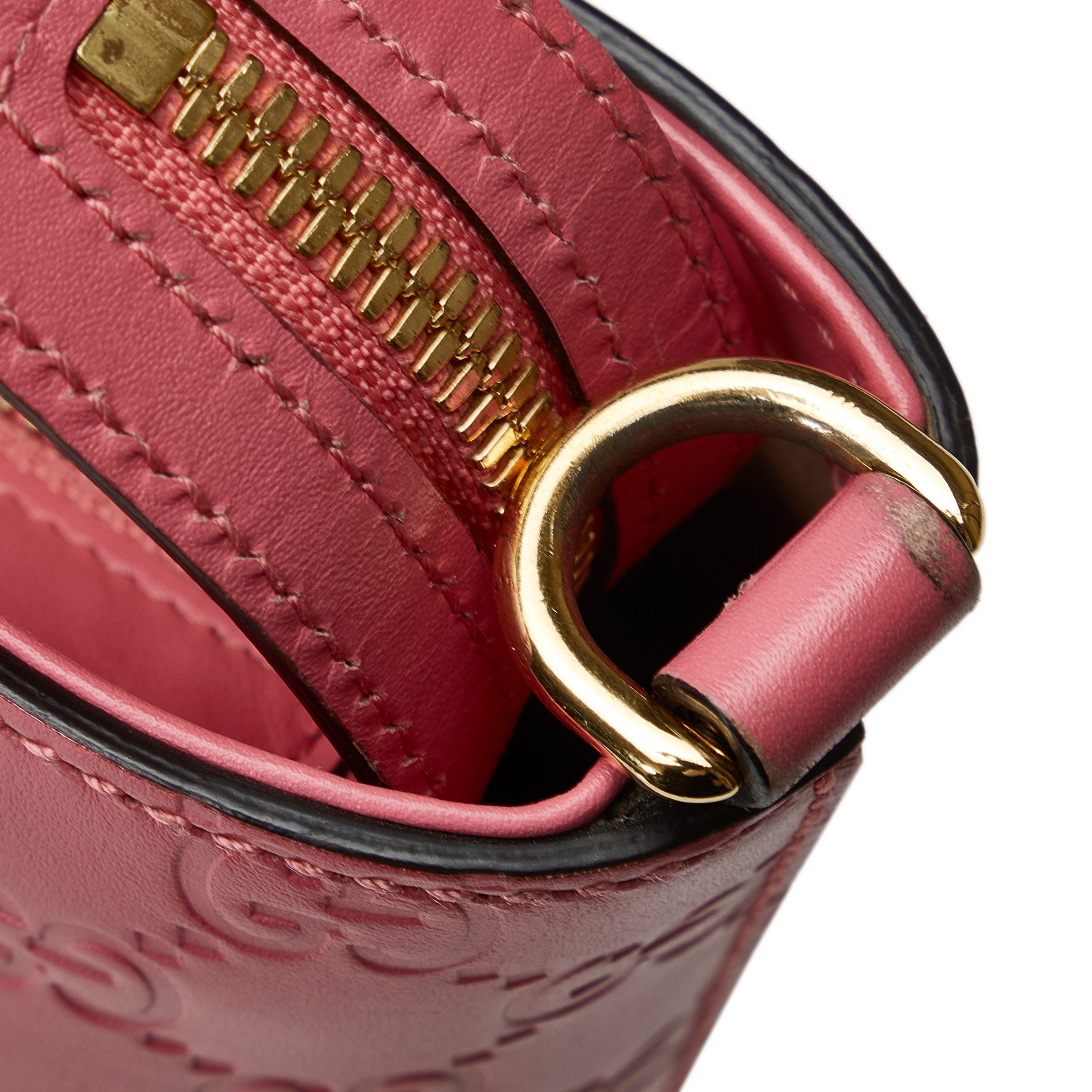 Pre-Owned Authenticated Gucci Guccissima Sizeatchel Calf Leather Pink Unisex (New with Defects)