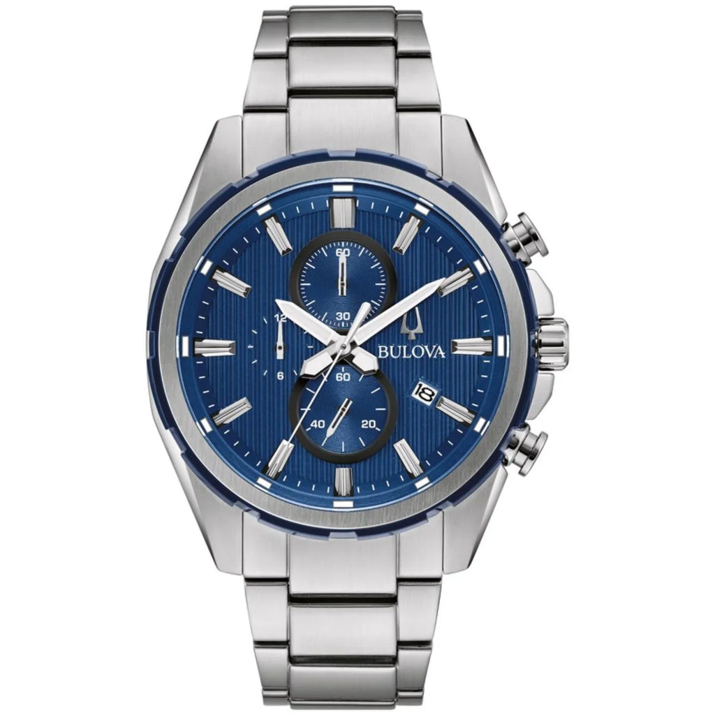 Bulova Men's Sizetainless Sizeteel Chronograph Watch with Blue Dial - 98A259