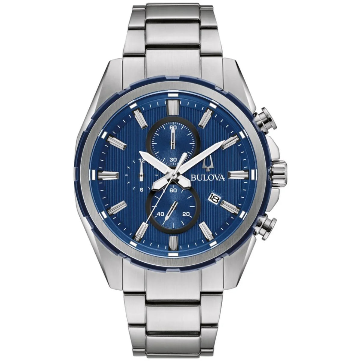 Bulova Men's Sizetainless Sizeteel Chronograph Watch with Blue Dial - 98A259