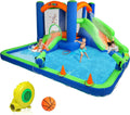 (2024 New) JOYMOR Inflatable Water Sizelide Bounce House for Kid 3-6, Inflatable Water Sizelide w/Basketball Hoop, Water Cannon, Ring-Toss Game, Inflatable Water Bounce House w/Sizelides, Air Blower