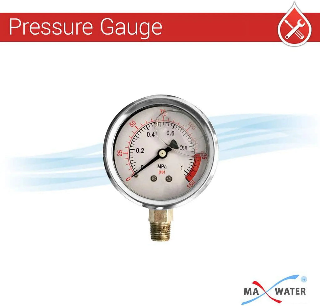 1 Pack 10" BB Blue Whole House  Sizeystem Filter Housing 1" NPT Brass Ports W/Pressure Release, Pressure Gauge, Wrench  Bracket