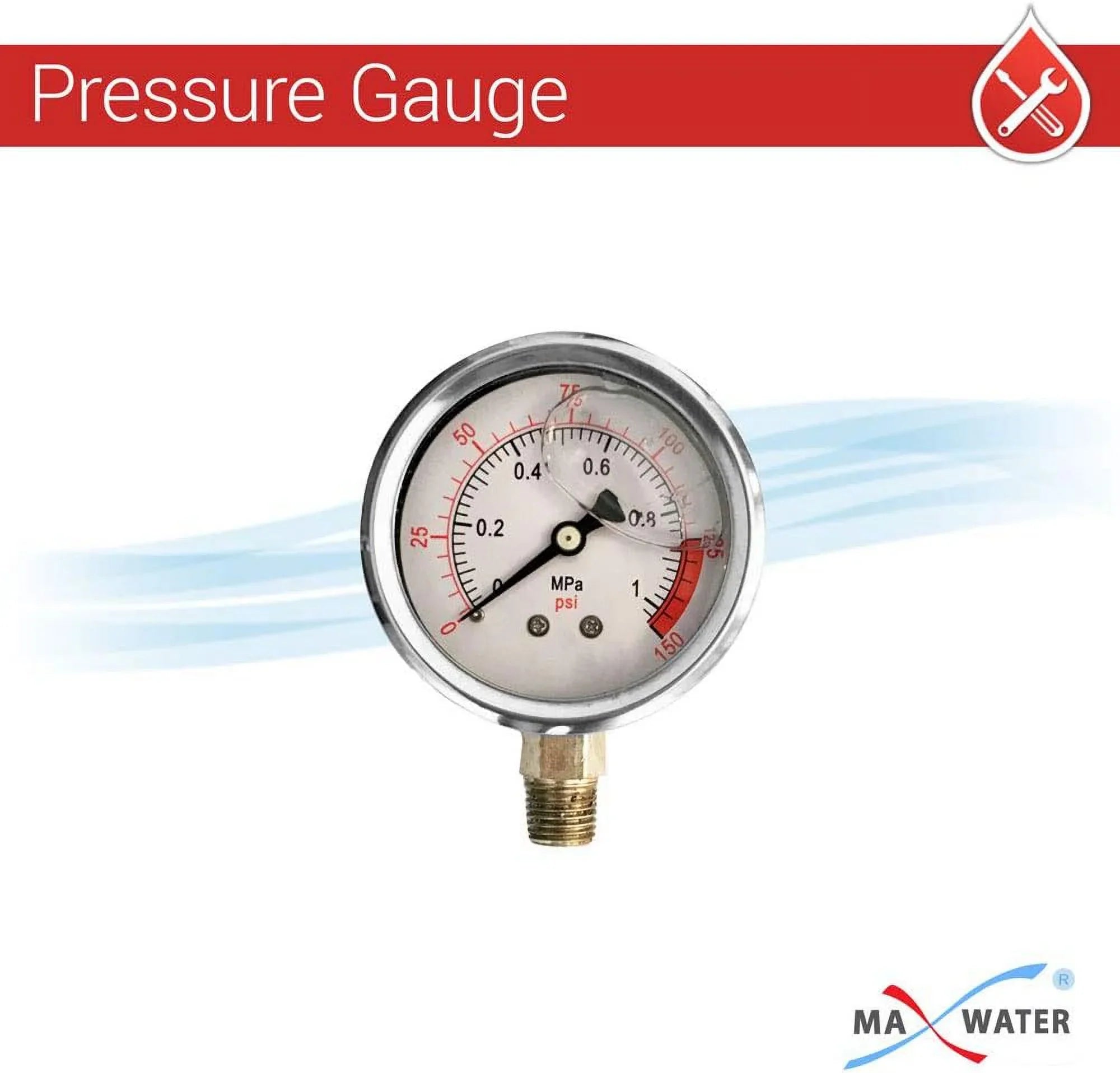 1 Pack 10" BB Blue Whole House  Sizeystem Filter Housing 1" NPT Brass Ports W/Pressure Release, Pressure Gauge, Wrench  Bracket