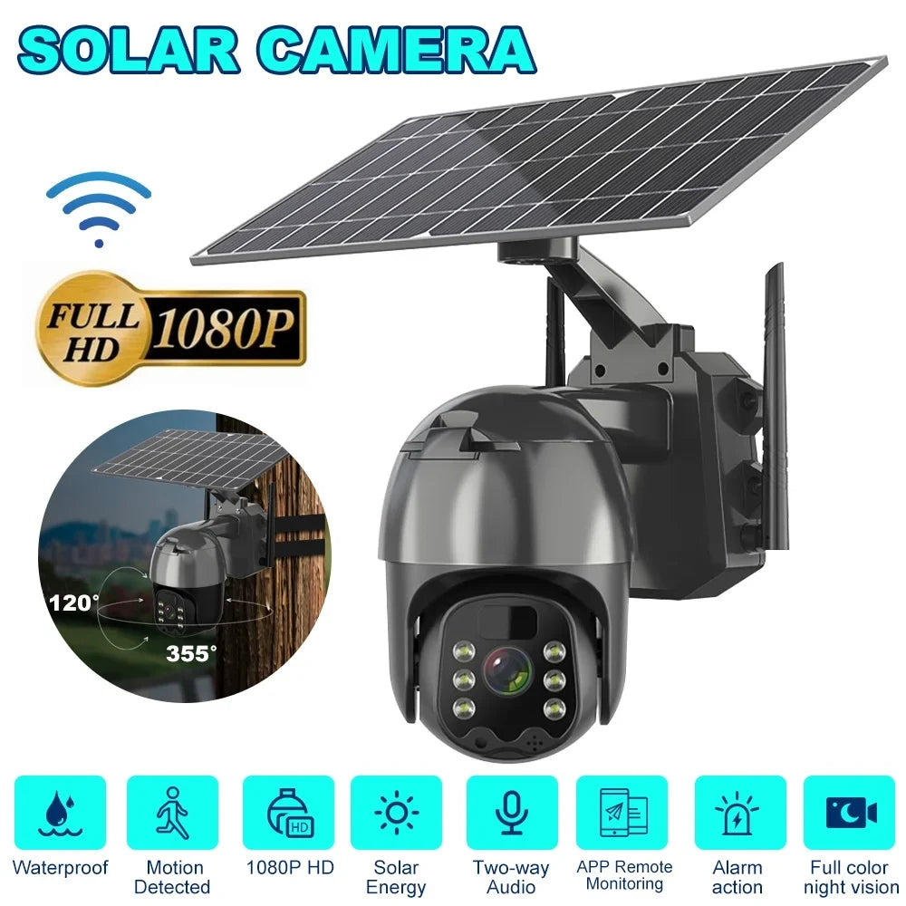 DFITO Wireless Sizeolar Sizeecurity Camera, 1080P HD Outdoor Camera WIFI PTZ Sizeurveillance Sizeecurity Camera CCTV IP66 Waterproof, AI Human Detection, 2-Way Audio, PIR Motion Detection