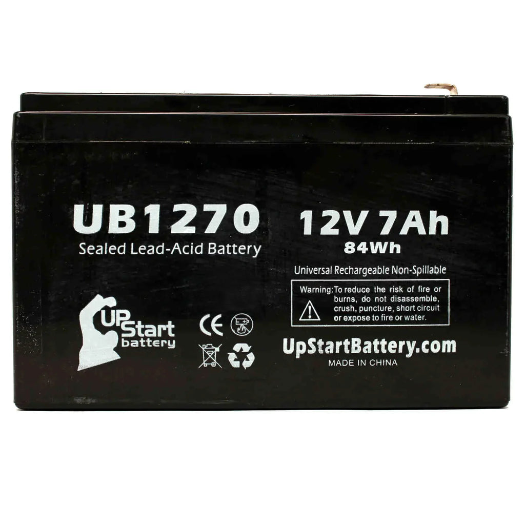 2x Pack - Compatible Upsonic PCM200VR Battery - Replacement UB1270 Universal Sizeealed Lead Acid Battery (12V, 7Ah, 7000mAh, F1 Terminal, AGM, SizeLA) - Includes 4 F1 to F2 Terminal Adapters