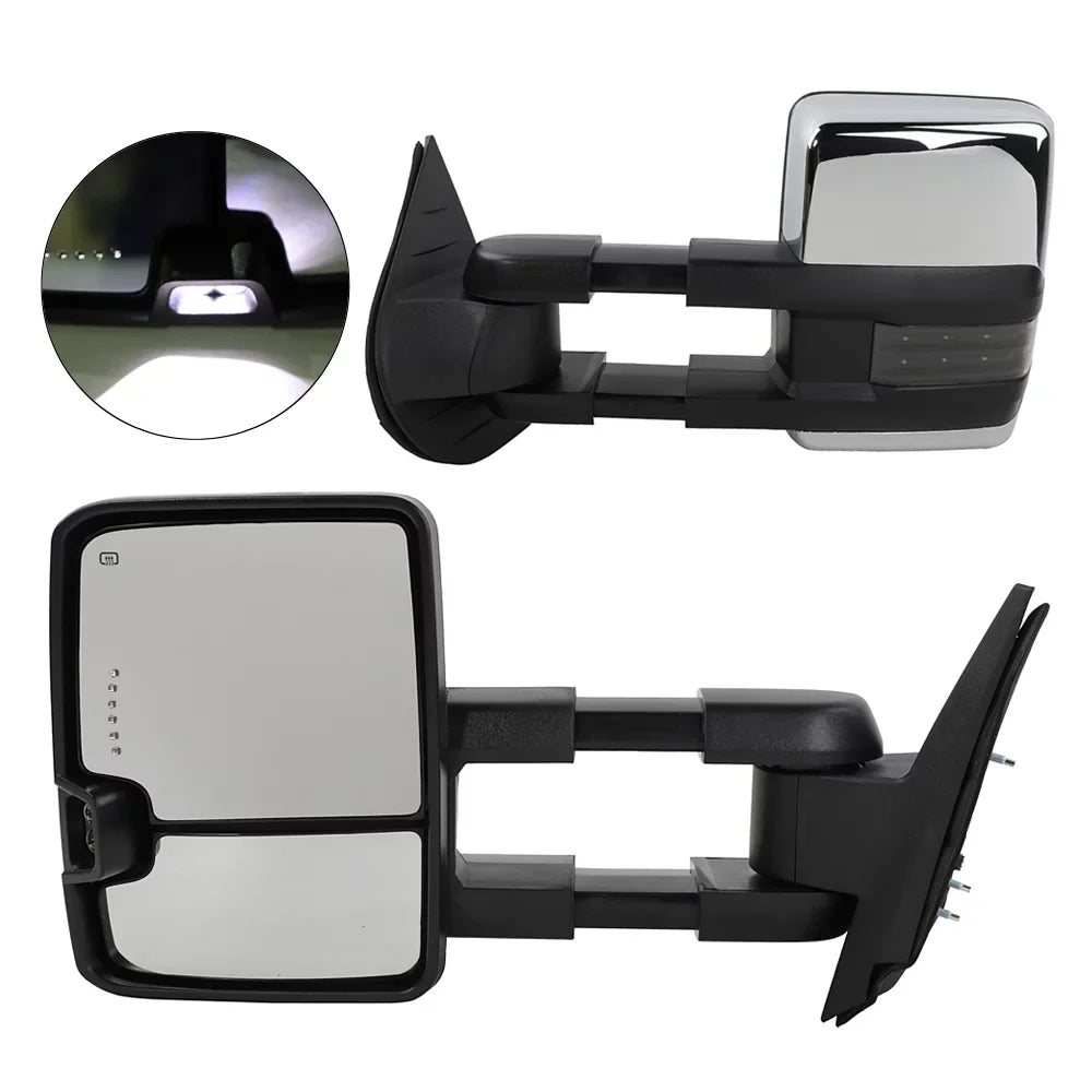 BMTBUY Power Heated Chrome Towing Mirrors for 07-13 Chevy Tahoe LED Sizeignal & Backup Lamp