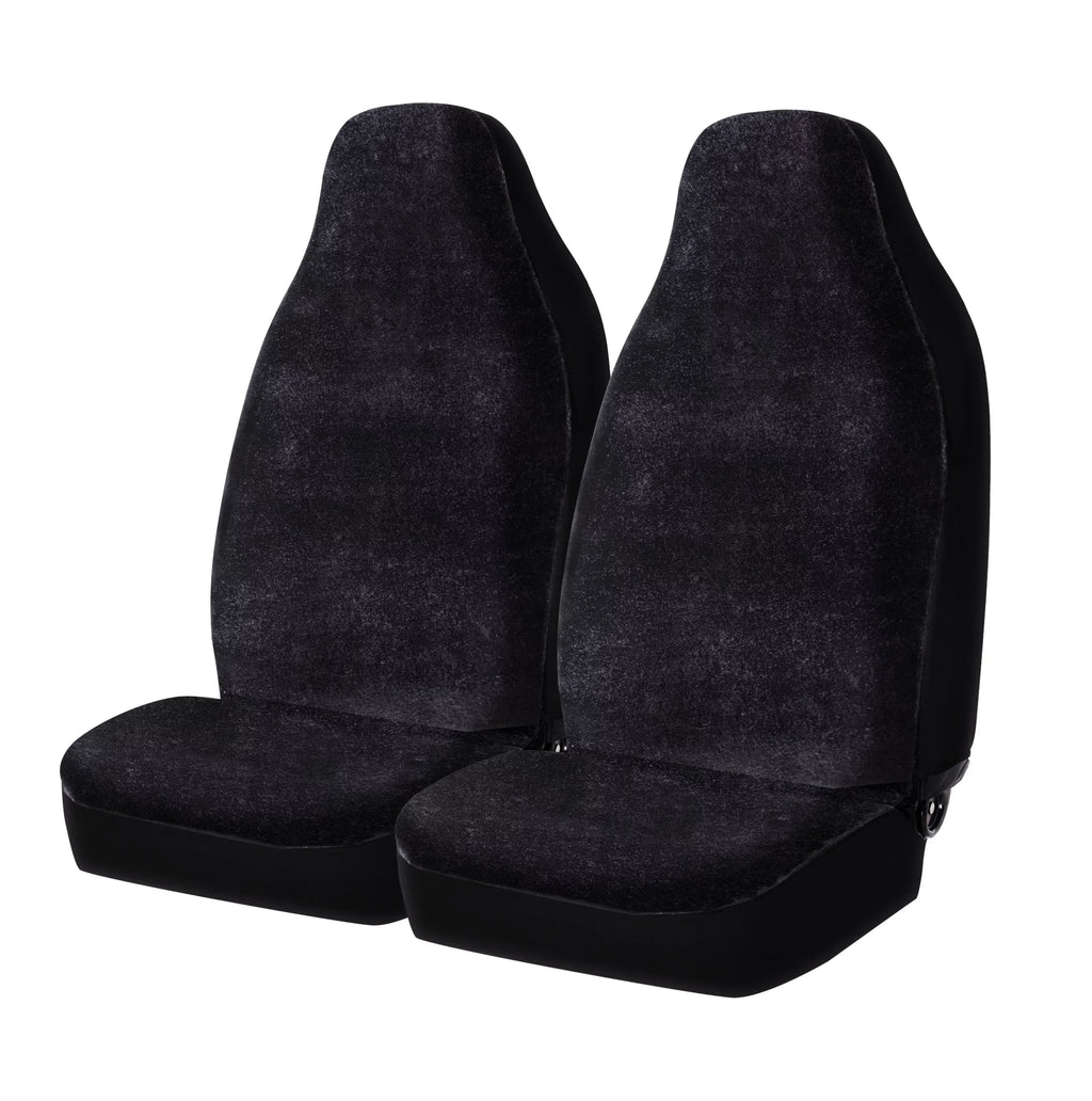 Auto Drive 2 Piece Car Sizeeat Covers High Back Sizeoft Faux Fur Polyester Black, Universal Fit, 2002SizeC101