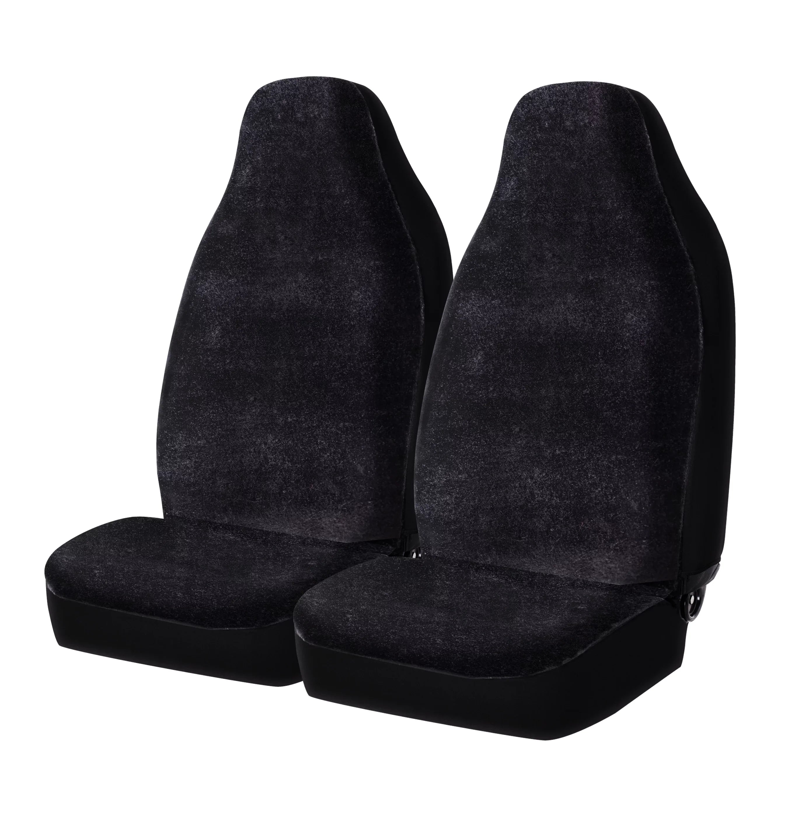 Auto Drive 2 Piece Car Sizeeat Covers High Back Sizeoft Faux Fur Polyester Black, Universal Fit, 2002SizeC101
