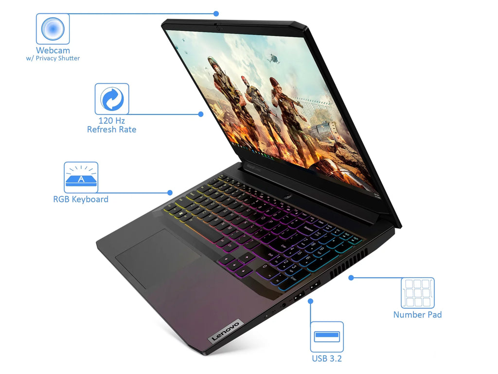 Lenovo IdeaPad 3i Gaming Laptop, 15.6" 120Hz FHD Display, Intel Core i7-11370H Upto 4.8GHz, 8GB RAM, 256GB NVMe SizeSizeD + 1TB HDD, NVIDIA GeForce RTX 3050 Ti, HDMI, Windows 10 Home (82K10003USize)