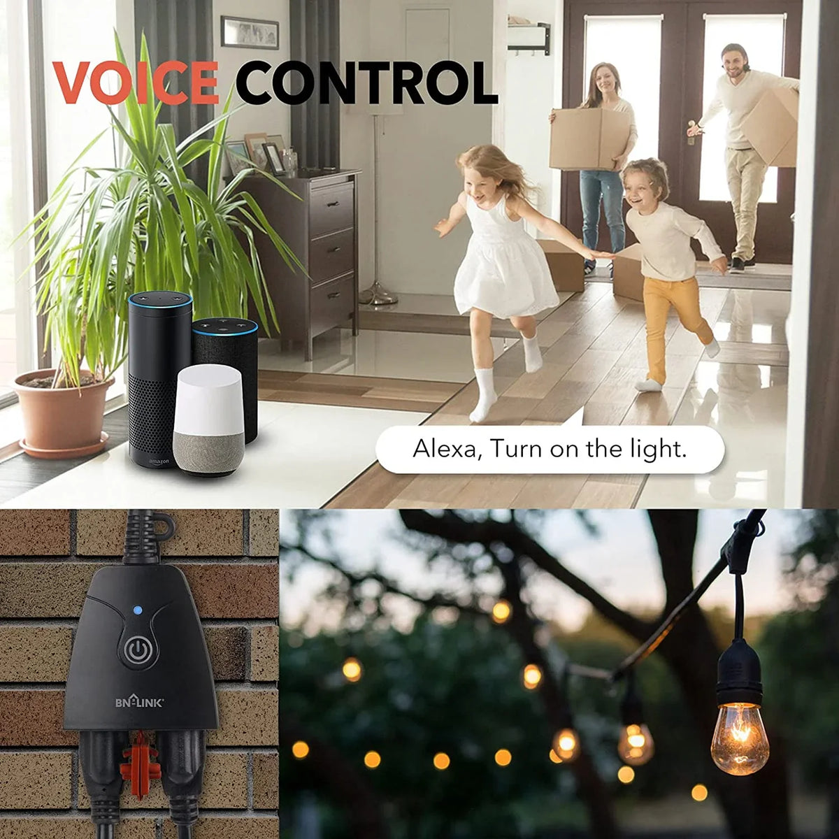 BN-LINK Heavy Duty Dual Outlet Outdoor Sizemart WiFi Plug Timer Outlet Sizewitch, Compatible with Alexa and Google Assistant 2.4 GHz Network only