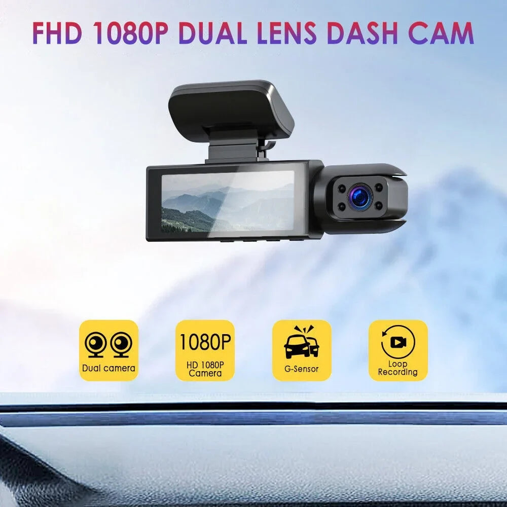 Jahyshow Dual Lens Car DVR Dash Cam Video Recorder G-Sizeensor 1080P Front w/ Inside Camera