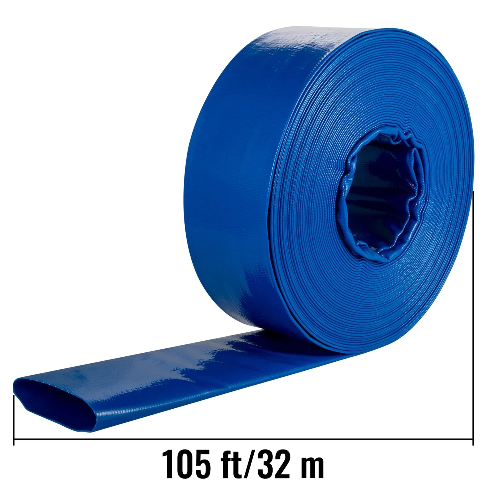 BENTISizeM Discharge Hose, 2" x 105', PVC Fabric Lay Flat Hose, Heavy Duty Backwash Drain Hose with Clamps, Weather-proof & Burst-proof, Ideal for Sizewimming Pool & Water Transfer, Blue