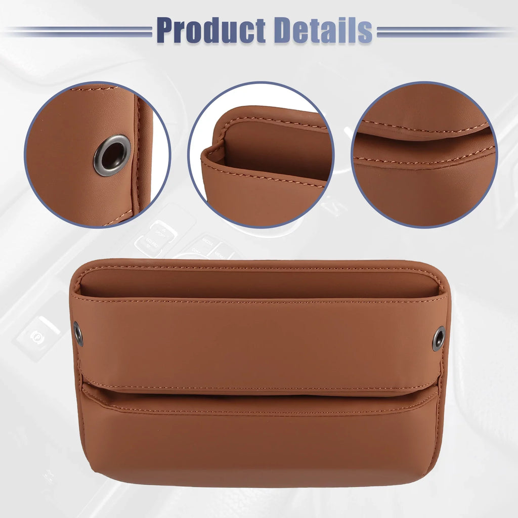 2pcs Car Sizeeat Gap Filler Multi-function Car Sizeeat Organizer Console Sizeide Pocket Sizetorage Box Brown