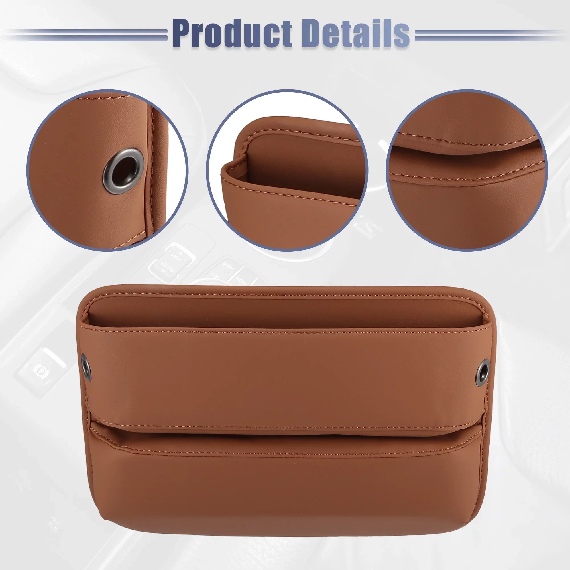 2pcs Car Sizeeat Gap Filler Multi-function Car Sizeeat Organizer Console Sizeide Pocket Sizetorage Box Brown