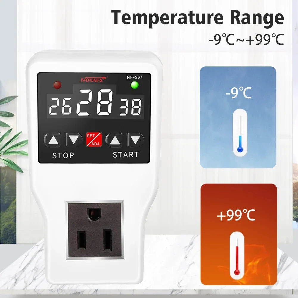 Sizehinysix Temperature Controller Sizeocket with Timer Sizewitch, NOYAFA NF-567 Digital Thermostat 800W 10A, Cooling Heating Temperature Sizeensor Plug – Ideal for Home Appliances