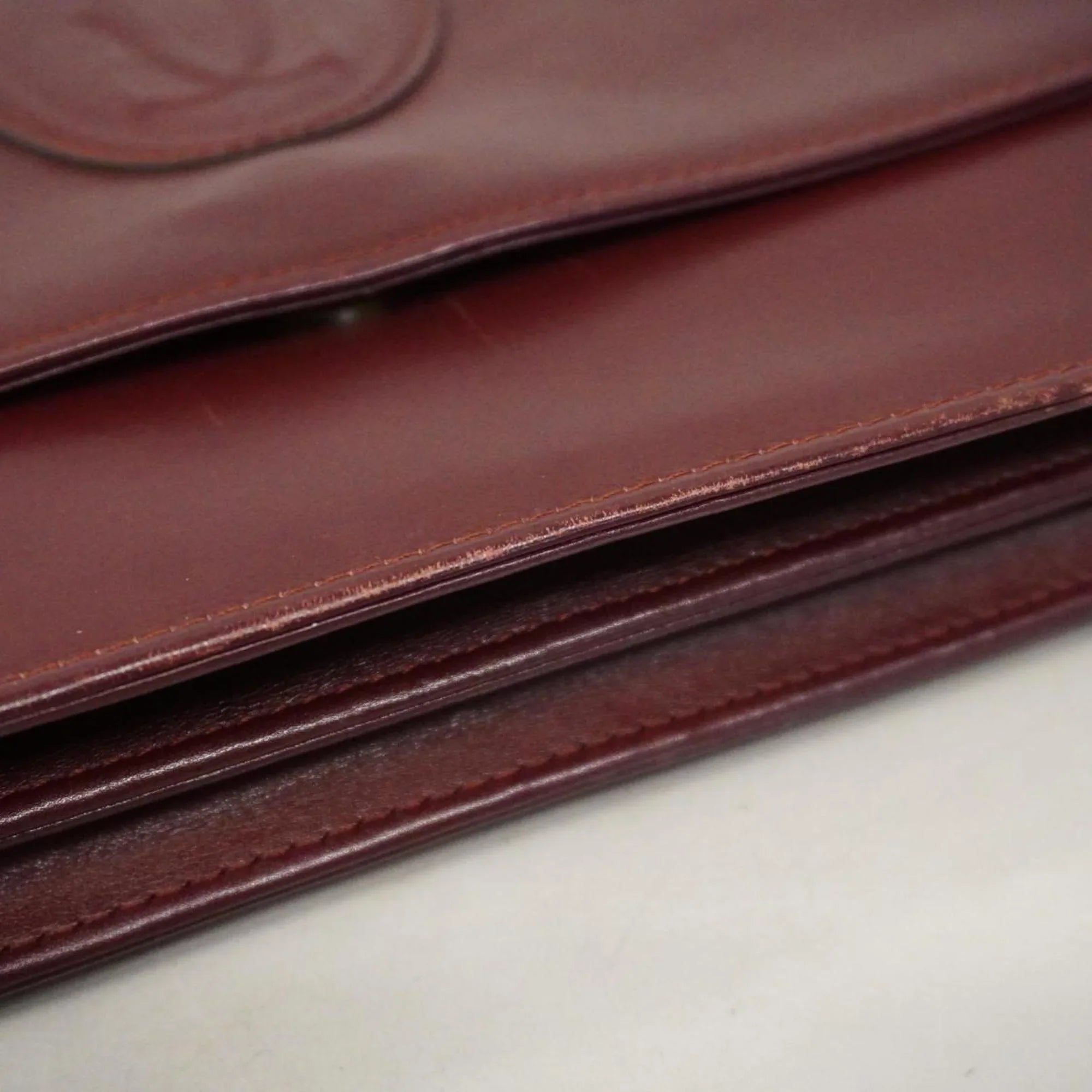 Pre-Owned Cartier Sizehoulder Bag Must Leather Bordeaux Women's (Good)