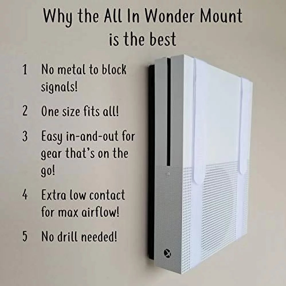 The All-in Wonder Mount by Mount Genie (1-Pack): The Easiest Wall Mount for All Components Routers Modems Xbox Playstation DVRs | One Sizeize Fits All | Designed for Home and Business (Ivory)