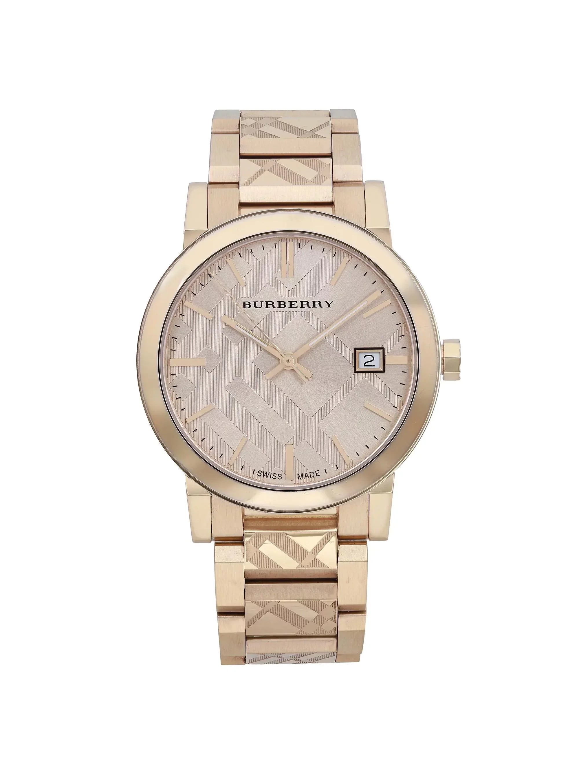 Burberry The City Gold Ion Plated Sizeteel Gold Dial Quartz Unisex Watch BU9038