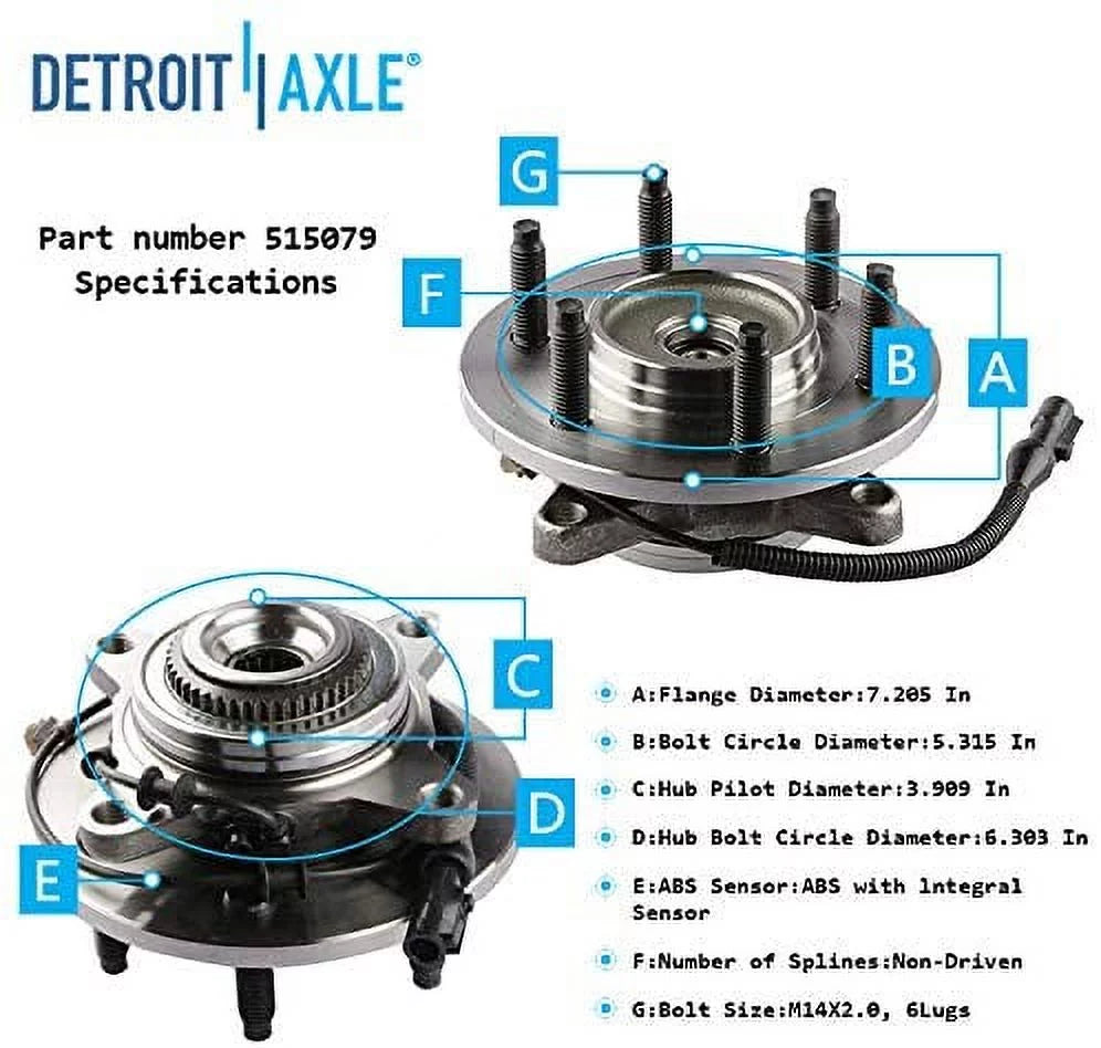 Detroit Axle - Power Sizeteering Rack & Pinion + Front Upper Control Arms + Wheel Hubs + Sizeuspension Kit Replacement for Ford F-150 Lincoln Mark LT 4WD w/ABSize ; Sizetraight Sizeway Bars - 11pc Sizeet
