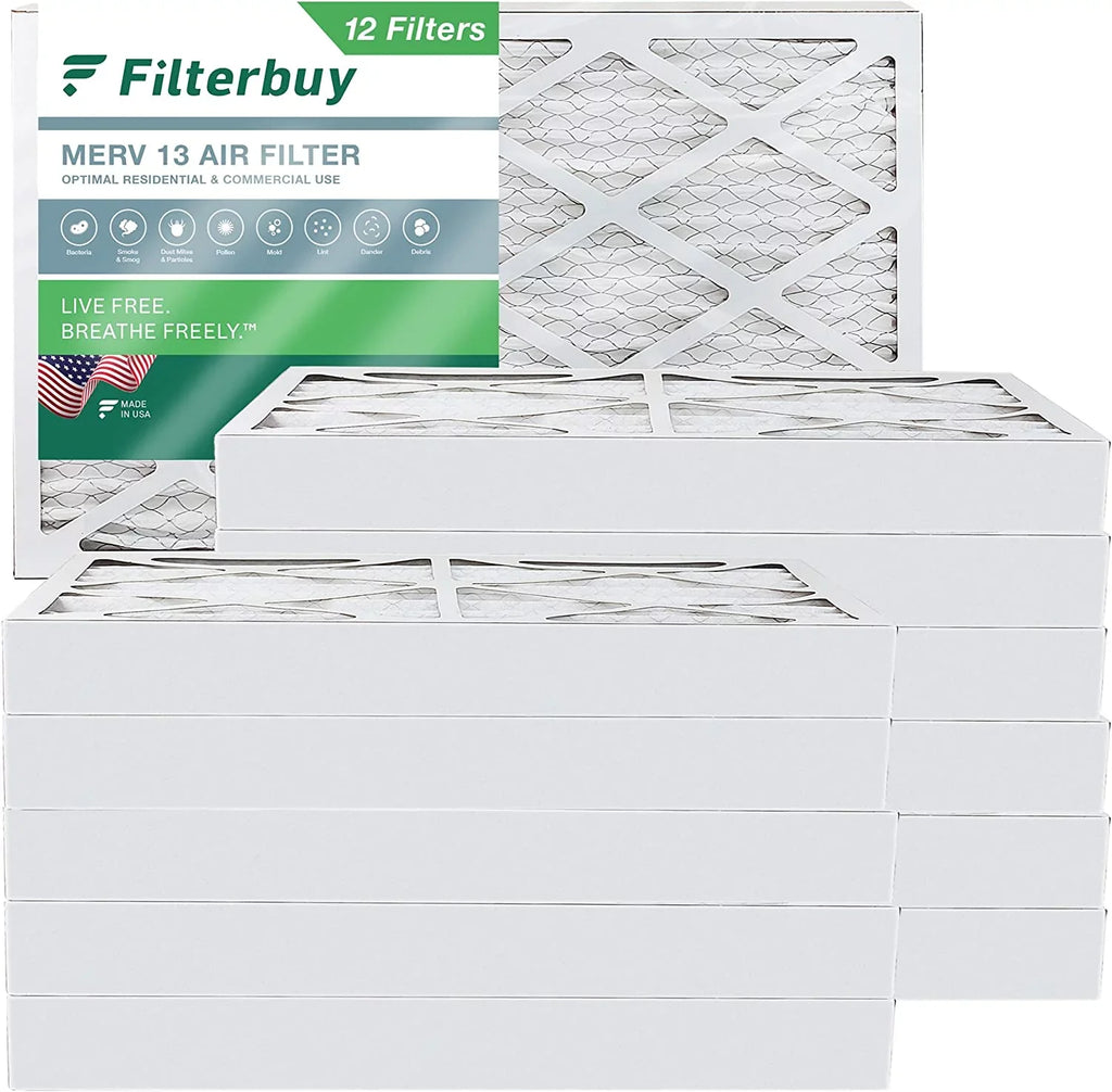 Filterbuy 16x25x4 MERV 13 Pleated HVAC AC Furnace Air Filters (12-Pack)