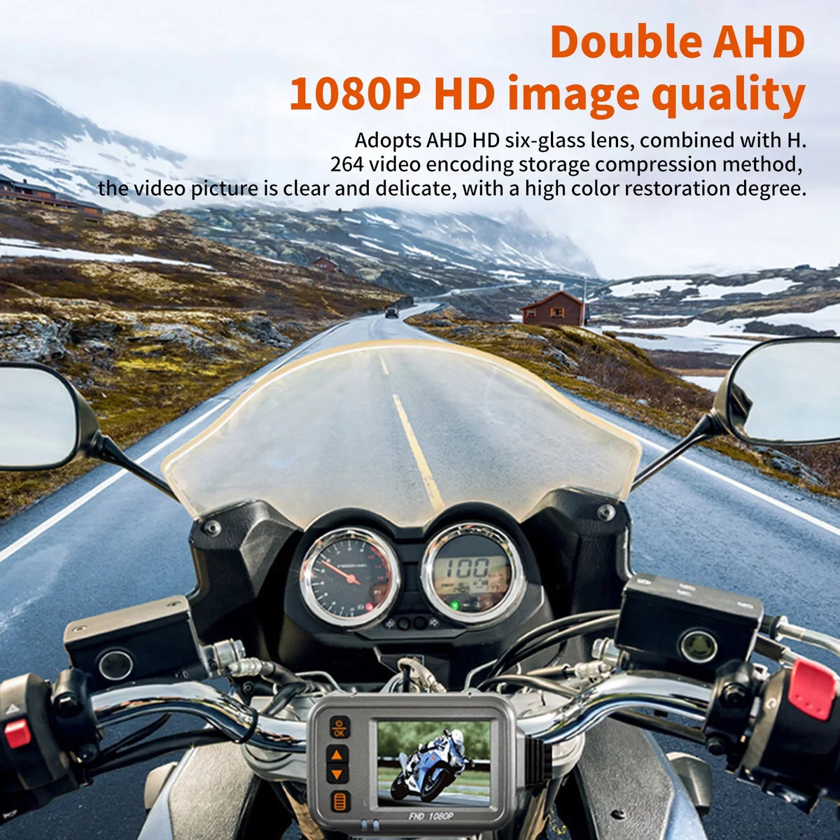 Walmeck Motorcycle Dash Cam,WiFi Dual 1080p Motorbike Camera ,120° Wide Angle,Parking Monitoring, Timed Recording After Flameout Full Body Waterproof Night Vision With 32G storage card
