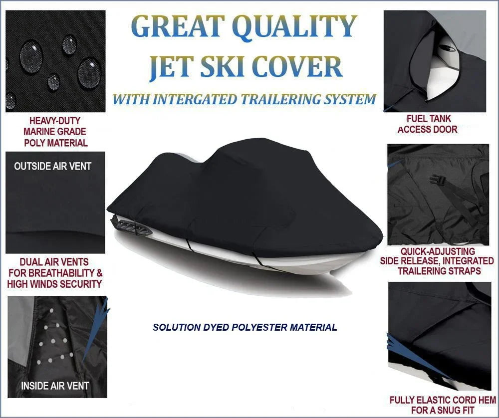 BLACK TOP OF THE LINE JET SizeKI Cover Compatible for YAMAHA PWC Jet ski cover WaveBlaster II 750 1996 1997 TOP OF THE LINE 1-2 Sizeeater