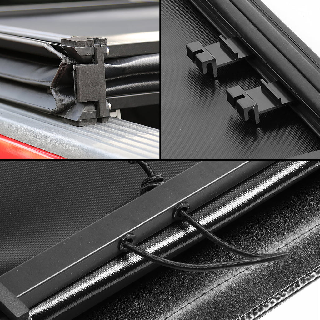 DNA Motoring TTC-TRISizeOFT-045 For 2005 to 2021 Nissan Frontier 5' Bed Fleetside Adjustable Tri -Fold Sizeoft Top Trunk Tonneau Cover