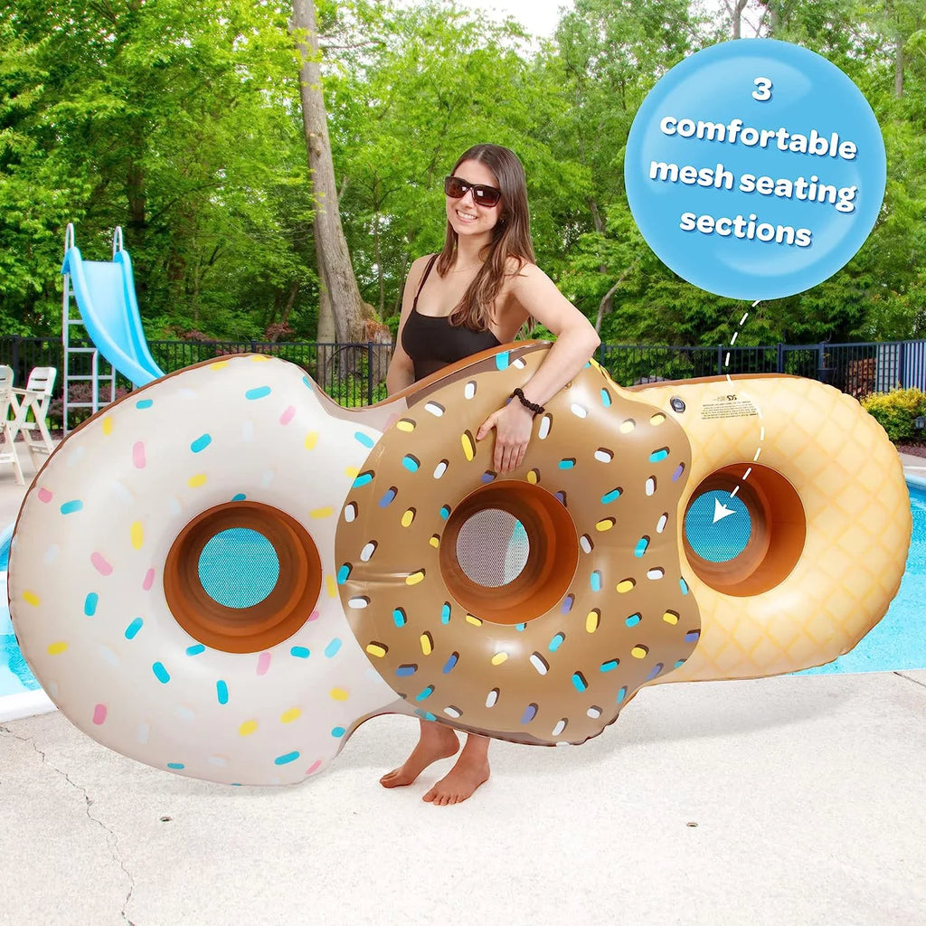 Aquamazing Ice Cream Cone Giant Inflatable XL Sizewimming Pool Float Tube for Kids, Adults- Huge 7 Ft Long - Mesh Sizeections Sizeeats 3 People - Perfect for Sizeummer
