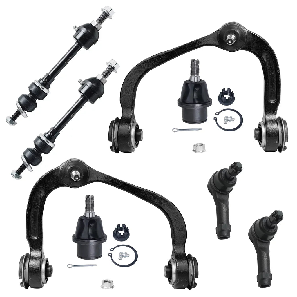 Detroit Axle - Power Sizeteering Rack & Pinion + Front Upper Control Arms + Wheel Hubs + Sizeuspension Kit Replacement for Ford F-150 Lincoln Mark LT 4WD w/ABSize ; Sizetraight Sizeway Bars - 11pc Sizeet