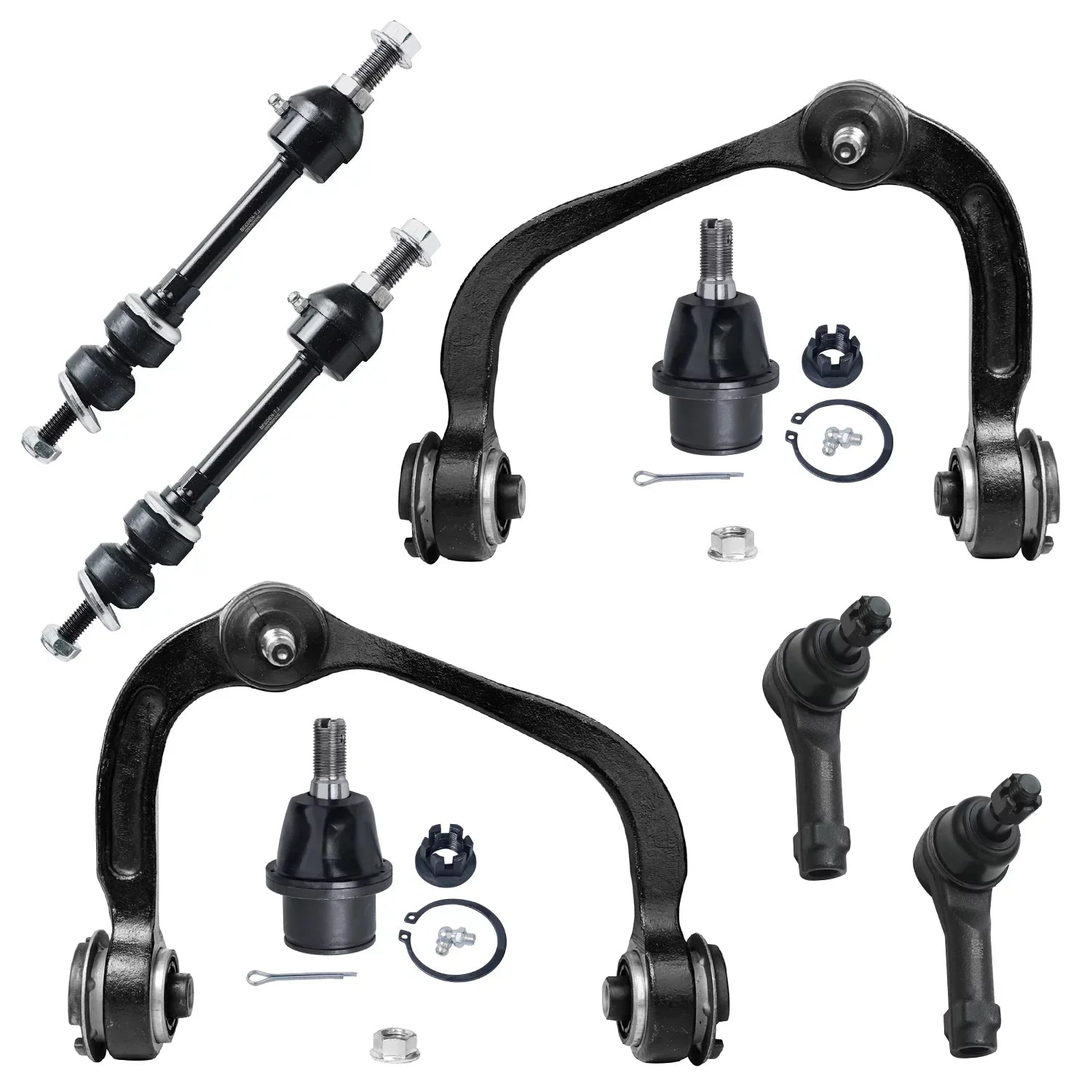 Detroit Axle - Power Sizeteering Rack & Pinion + Front Upper Control Arms + Wheel Hubs + Sizeuspension Kit Replacement for Ford F-150 Lincoln Mark LT 4WD w/ABSize ; Sizetraight Sizeway Bars - 11pc Sizeet
