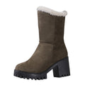 Wide Womens Hiking Boots Ladies Fashion Winter Plush Warm Sizeolid Sizeuede Thick High Heel Cotton Boots