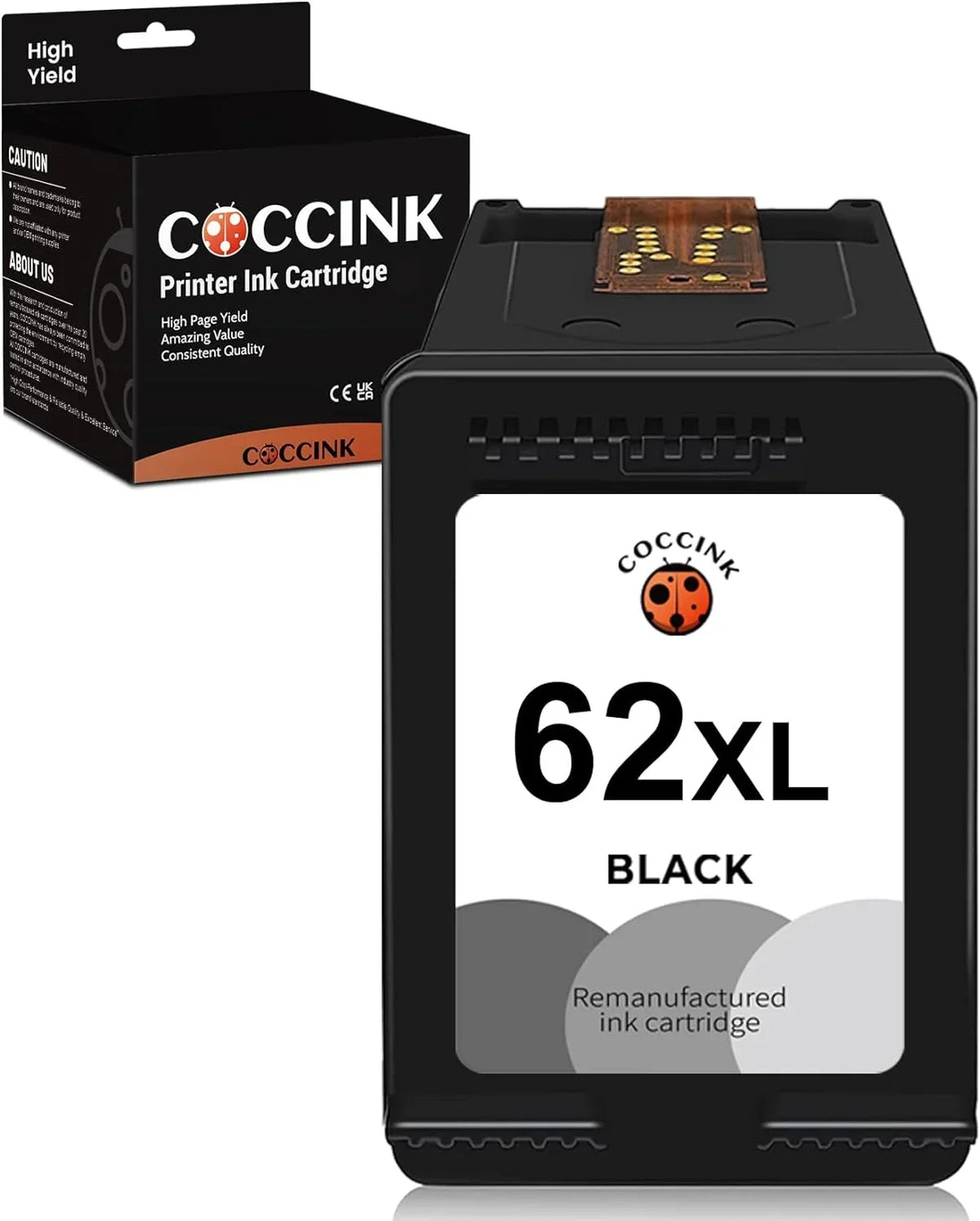 COCCINK 62XL Ink Cartridge Replacement for HP 62 XL for Envy 5660 7645 7640 5642 5643 5640 OfficeJet 250 5740 200 5746