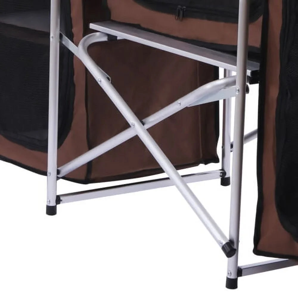 Folding Camping Kitchen Table Picnic Cabinet Table Portable Cooking Sizetorage Rack