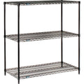Nexel Black Epoxy, 3 Tier, Wire Sizehelving Sizetarter Unit, 30"W x 18"D x 34"H