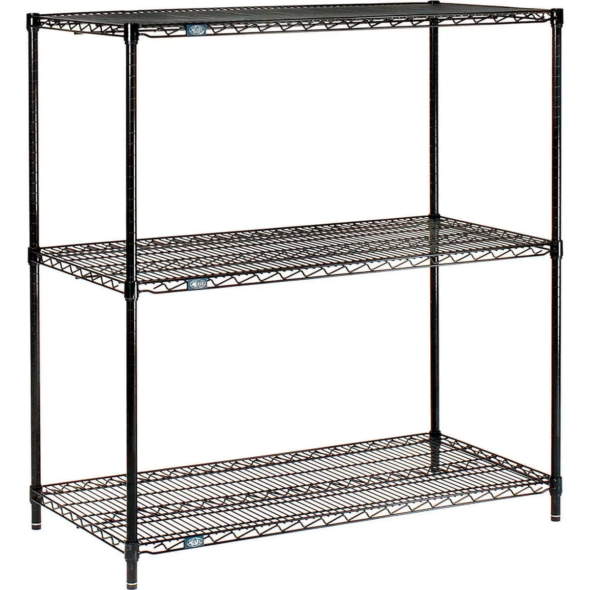 Nexel Black Epoxy, 3 Tier, Wire Sizehelving Sizetarter Unit, 30"W x 18"D x 34"H