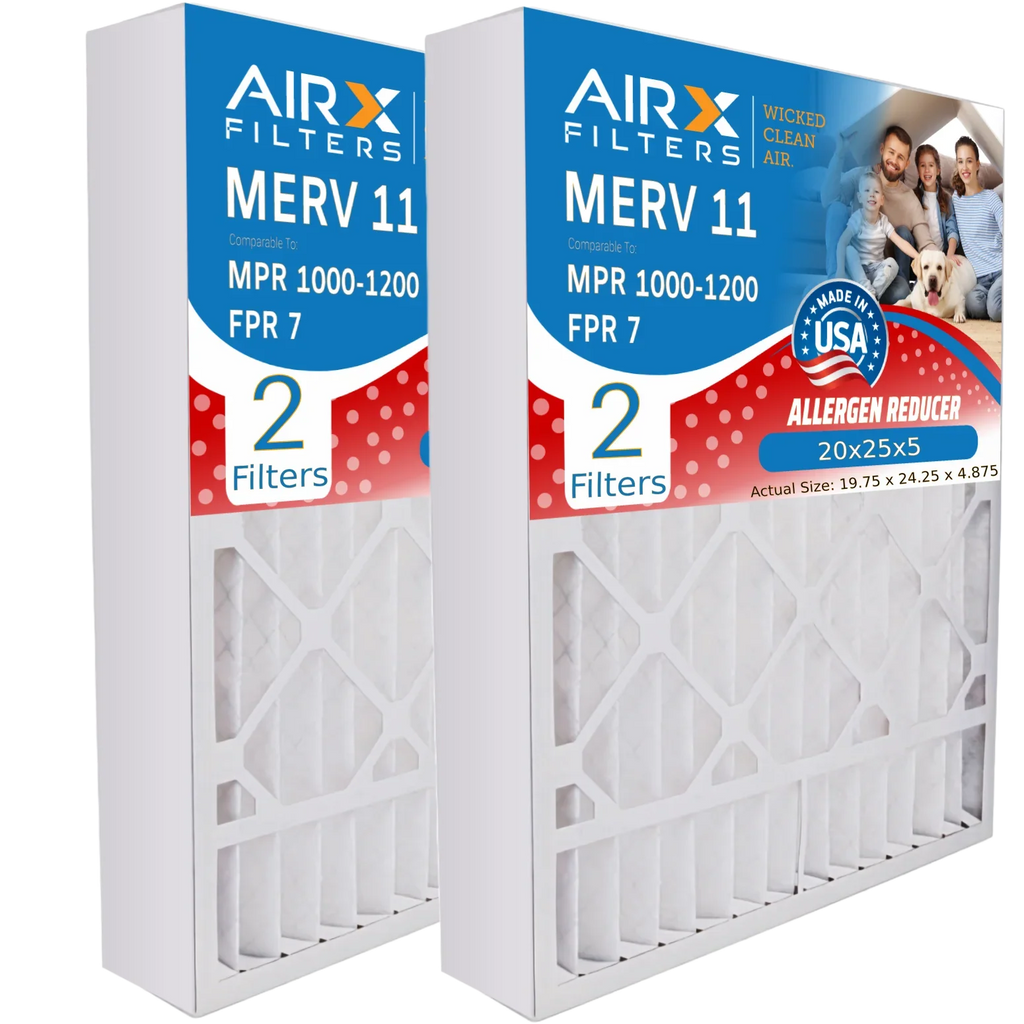20x25x5 Air Filter MERV 11 Comparable to MPR 1000, MPR 1200 & FPR 7 Compatible with Field Controls # 46568600 Premium USizeA Made 20x25x5 Furnace Filter MERV 11 by AIRX FILTERSize WICKED CLEAN AIR.