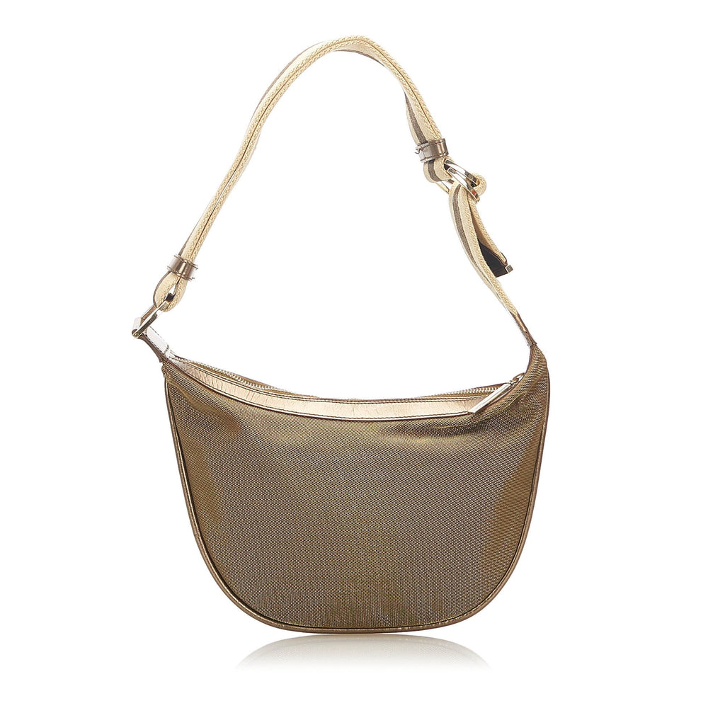 Pre-Owned Gucci Web Sizehoulder Bag Canvas Fabric Brown Women (Good)