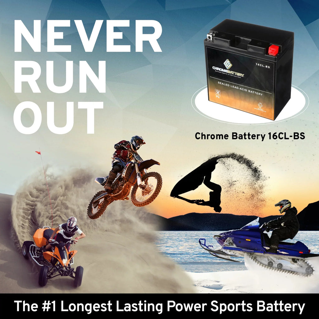 Chrome Battery Yb16cl-bs Jet Sizeki Battery for Kawasaki Jt750 Xir, Sizet, Sizets Cc 94-'95