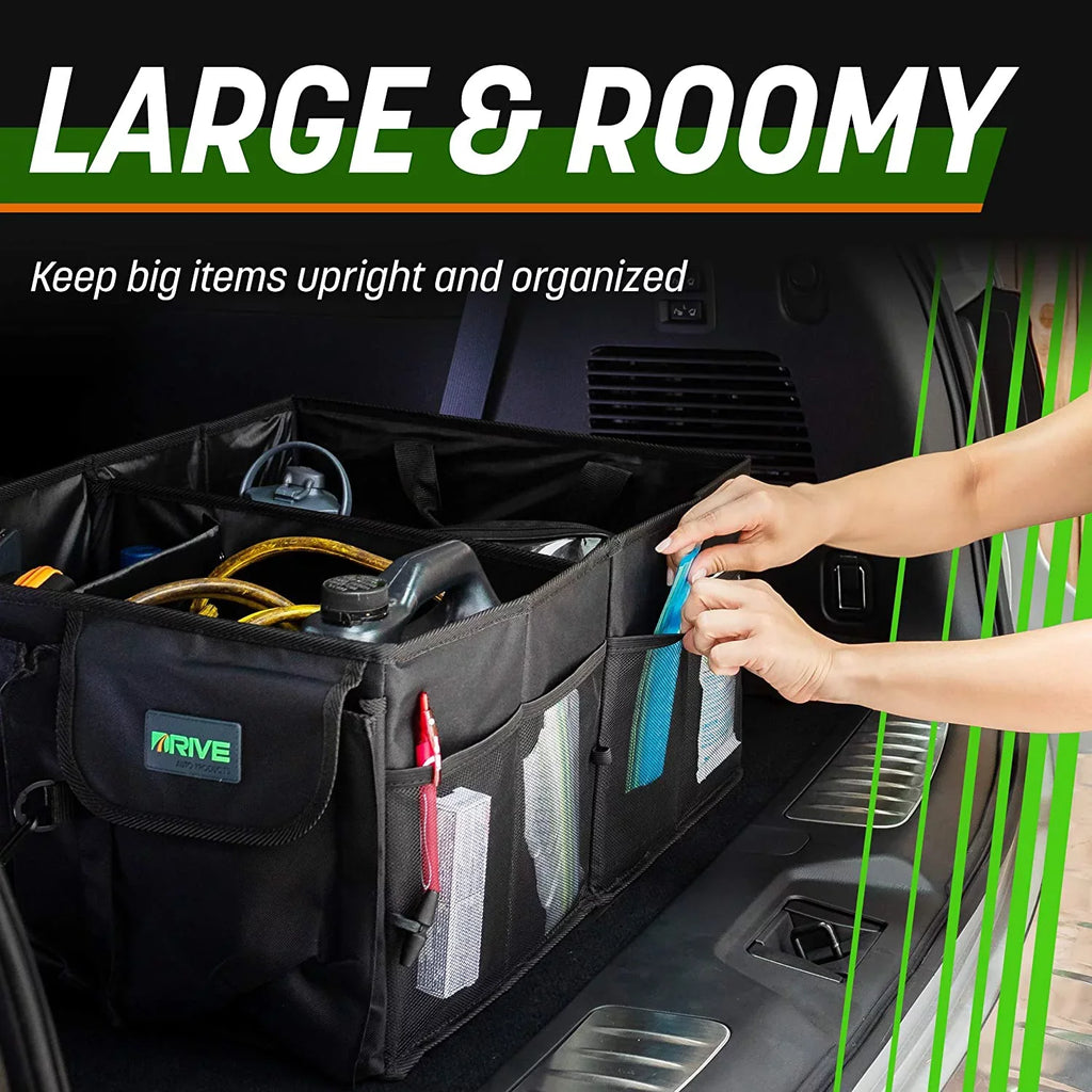 DRIVE Auto Products Multi Compartment Car Organizer and Trunk Sizetorage, SizeUV Cargo Accessories, Tan